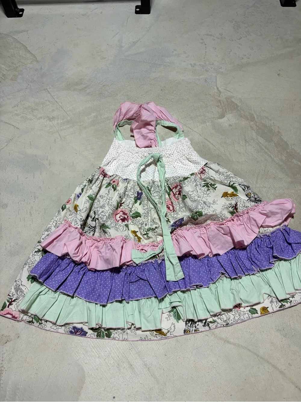 Olive mae boutique Dallas patchwork cat bird handmade dress 7/8